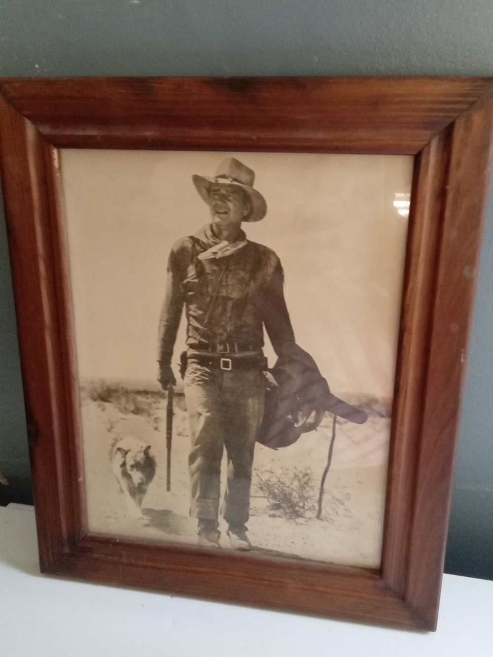 Vintage John Wayne Hondo Sepia Framed Photo Western Movie Decor Duke